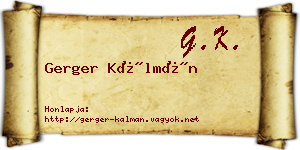 Gerger Kálmán névjegykártya