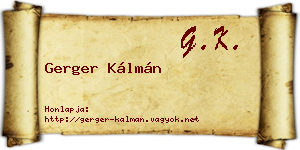 Gerger Kálmán névjegykártya